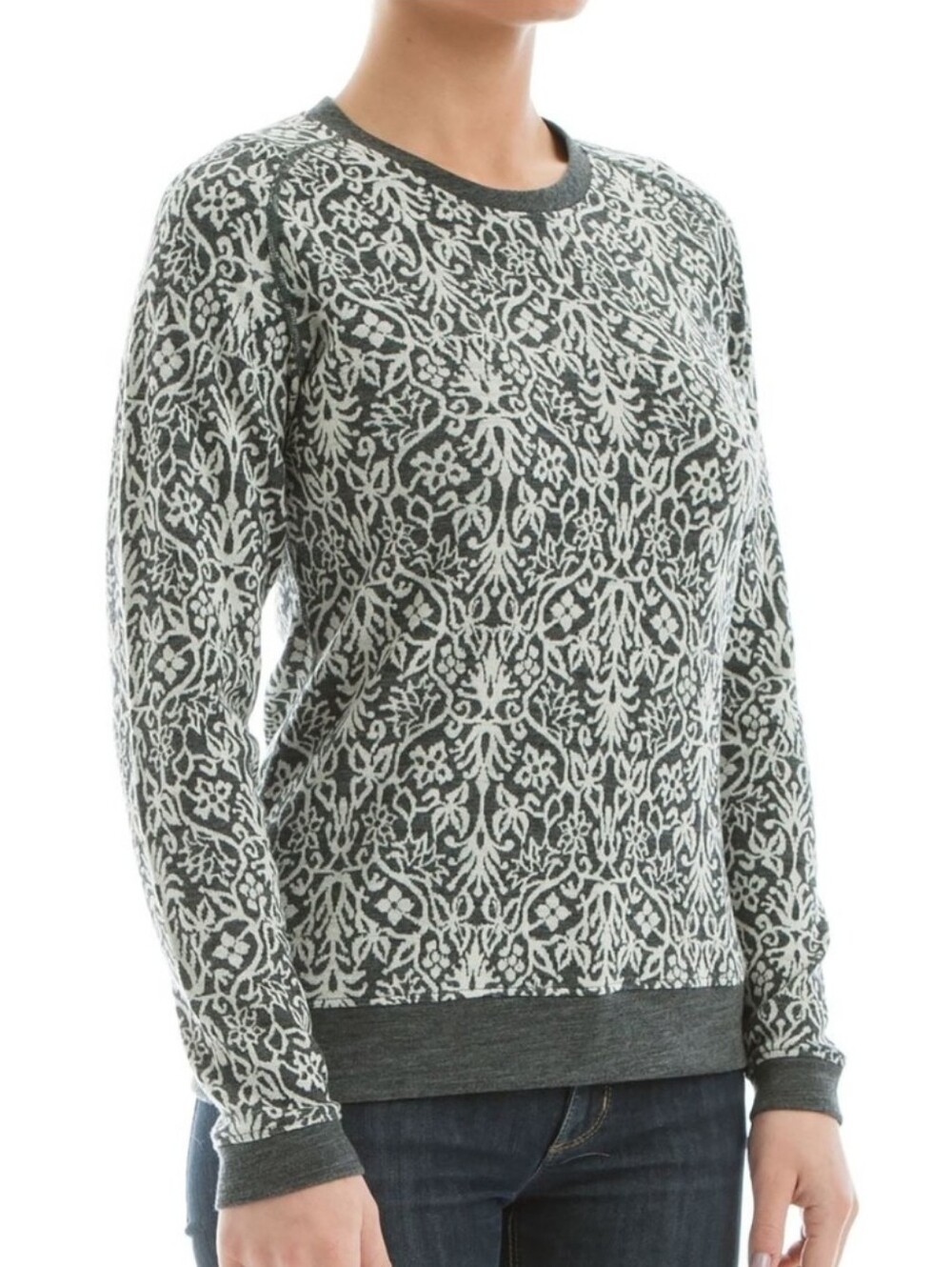 Ibex Juliet Sweater Floral Geometric Damask Merino Knit Sweater Small S